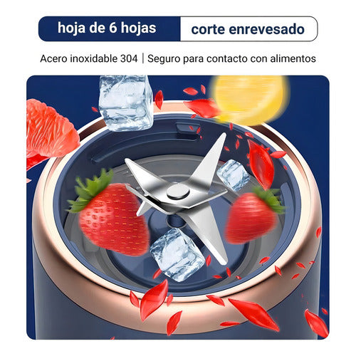 Licuadora Portatil Recargable Usb Para Jugos 300ml